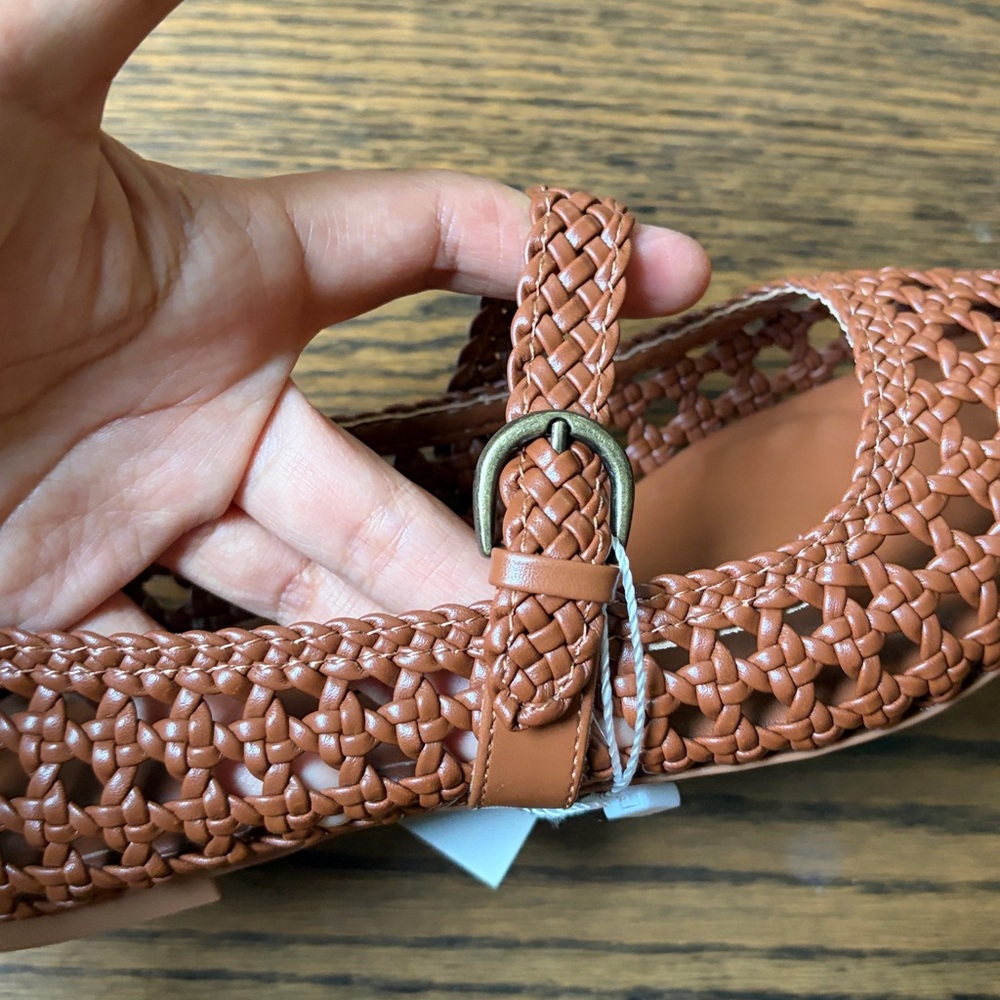 NWT Joie Woven Mary Jane Flats in Cognac Brown - Picture 5 of 9